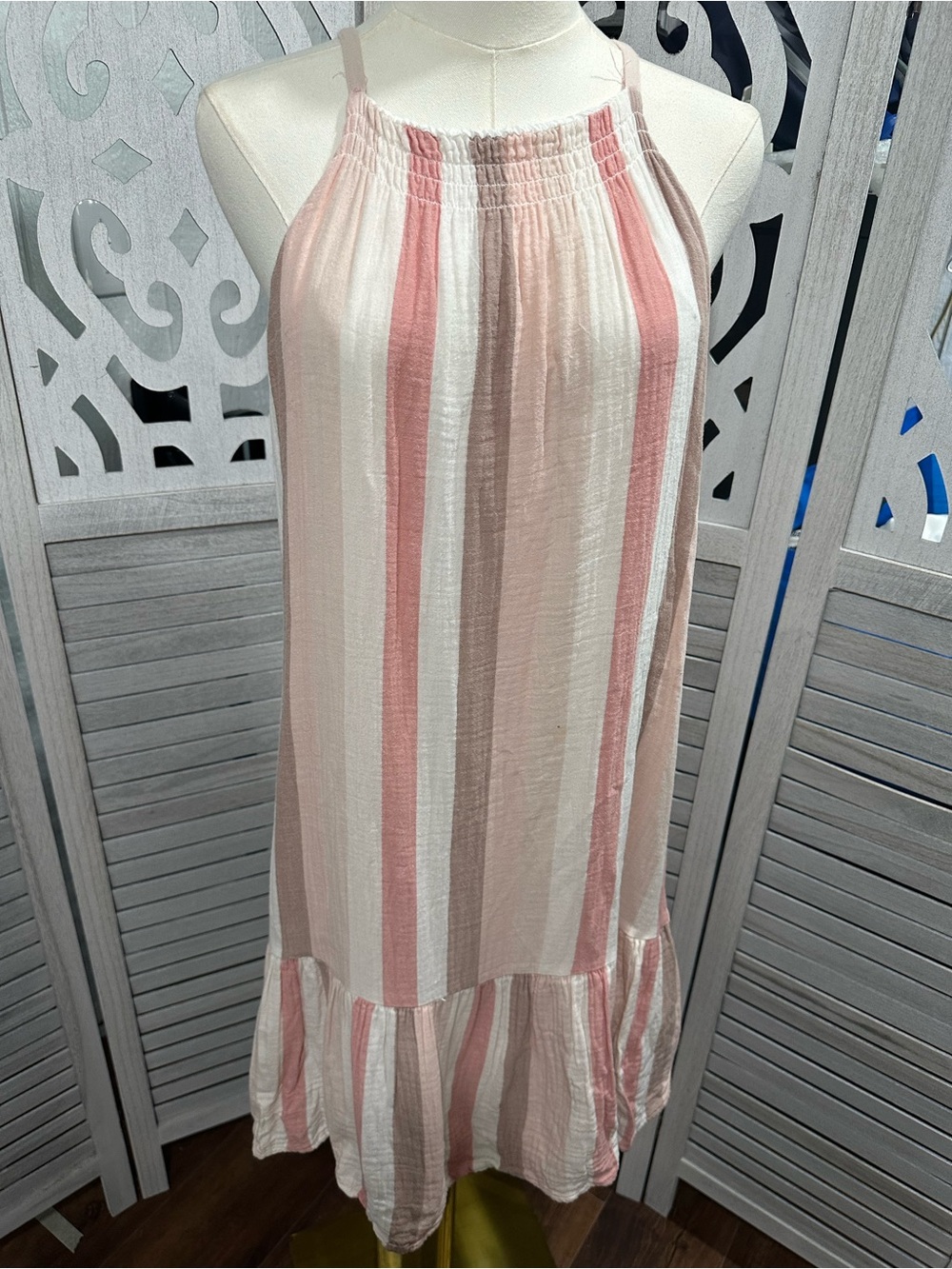 Rails Pink and Cream Striped Halter Midi dress